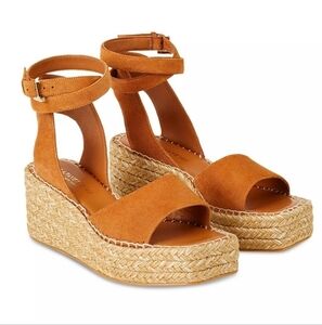 Lafayette 148 New York | Margot Suede Platform Espadrille Sandals‎ Brown Size 10
